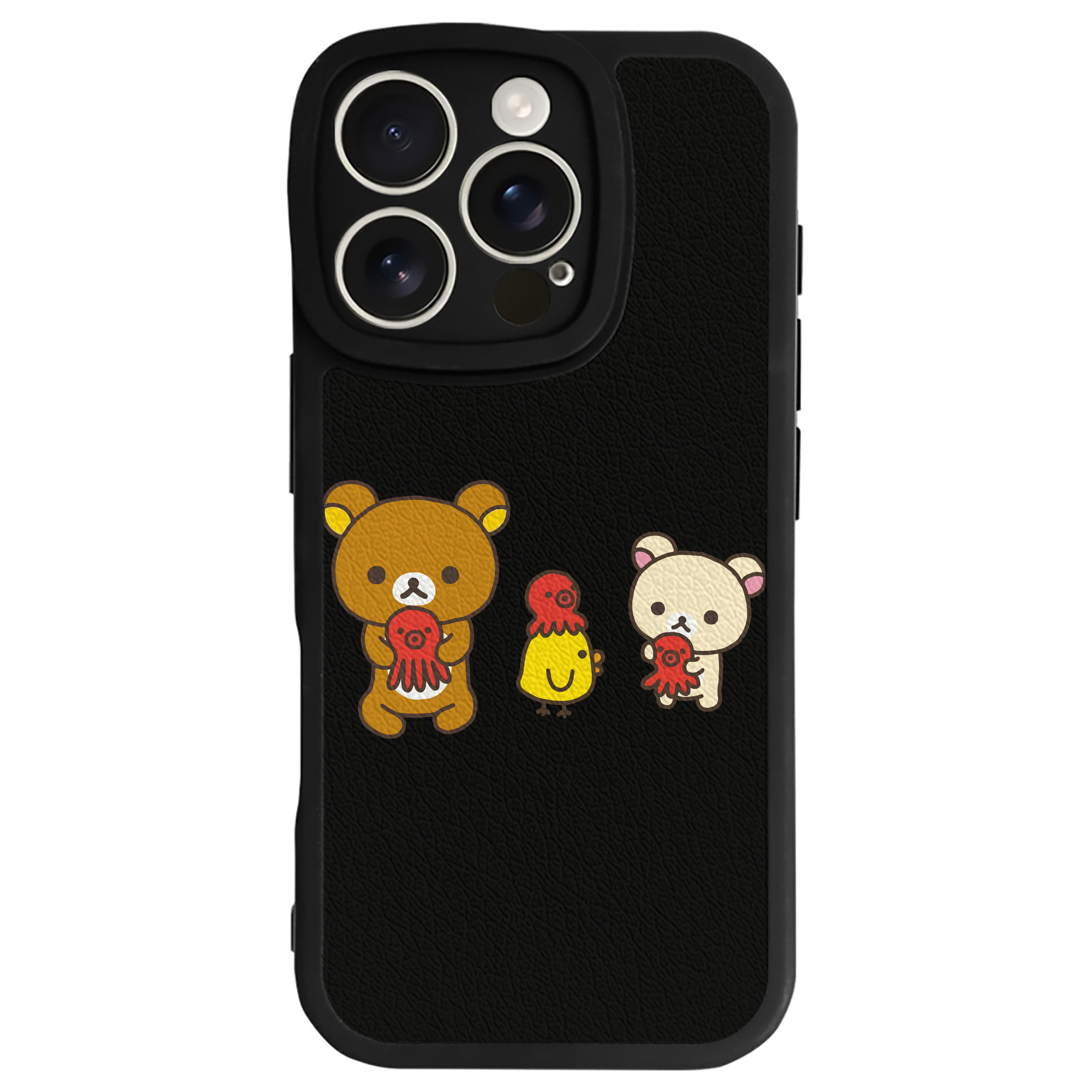 （画像用） リラックマ リラックマ キイロイトリ Rilakkuma Korilakkuma Kiiroitori 【iPhone 16シリーズ対応】シリコンスマホケース（レザー調） 材質：シリコン